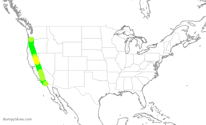 Turbulence forecast map for SWA1994, SAN to PDX