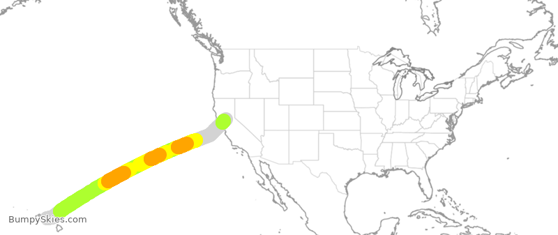 Turbulence forecast map for SWA1994, HNL to SMF