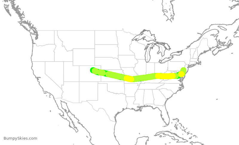 Turbulence forecast map for SWA1998, DEN to PHL