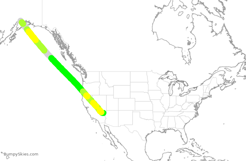 Turbulence forecast map for SWA199, ANC to LAS