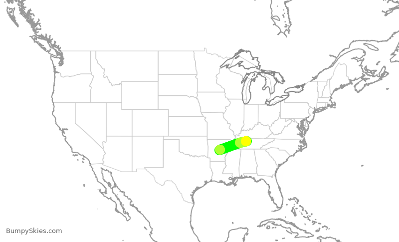 Turbulence forecast map for SWA19, BNA to LIT