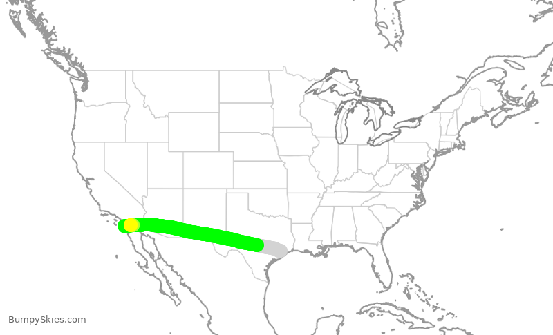 Turbulence forecast map for SWA2002, HOU to SAN