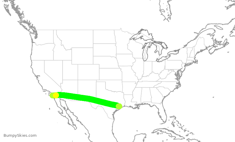 Turbulence forecast map for SWA2003, HOU to SAN