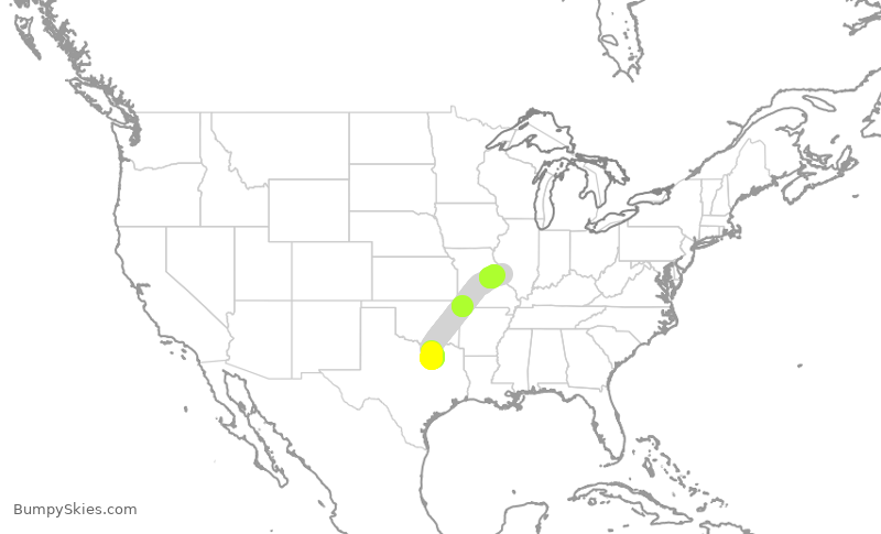 Turbulence forecast map for SWA2004, DAL to STL