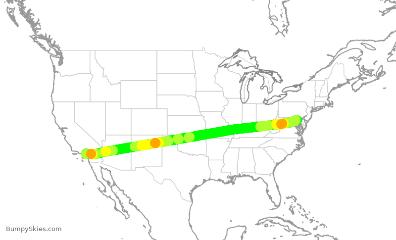 Turbulence forecast map for SWA200, BWI to ONT