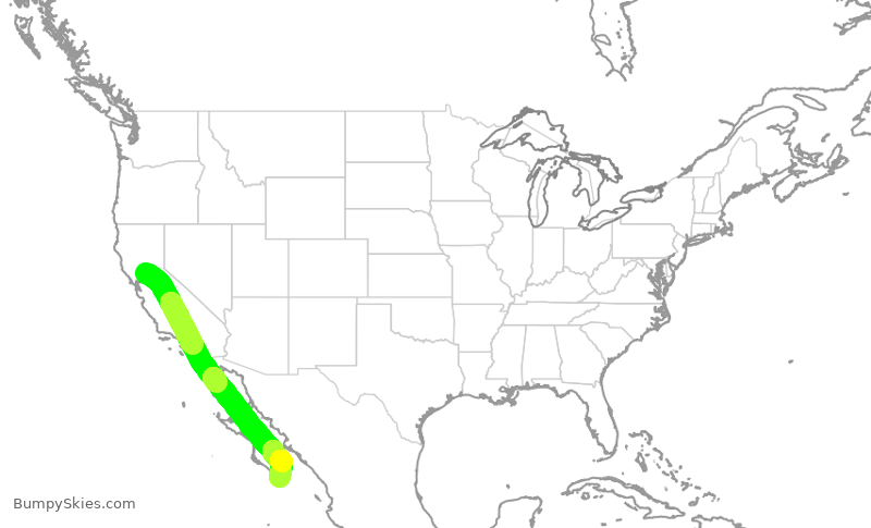 Turbulence forecast map for SWA2017, SMF to SJD