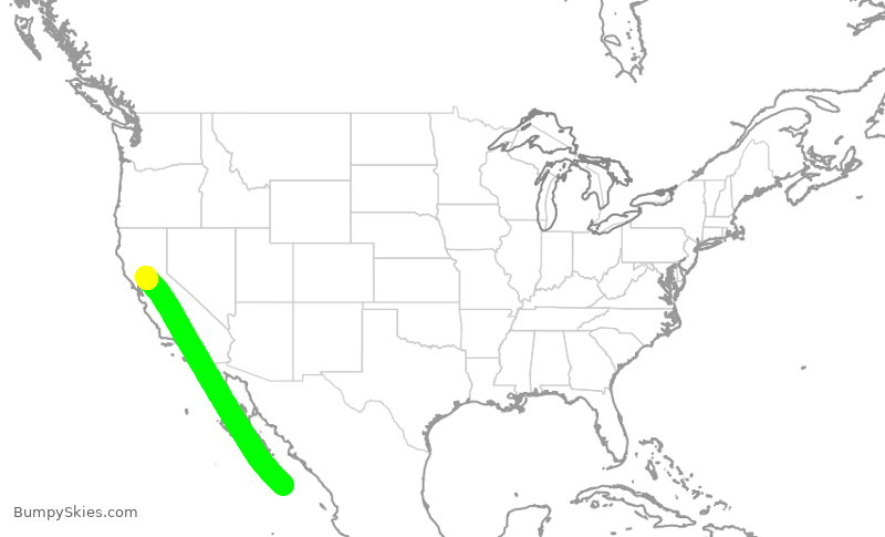 Turbulence forecast map for SWA2018, SJD to SMF