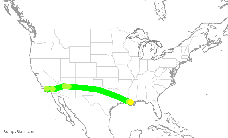 Turbulence forecast map for SWA2032, LAX to MSY