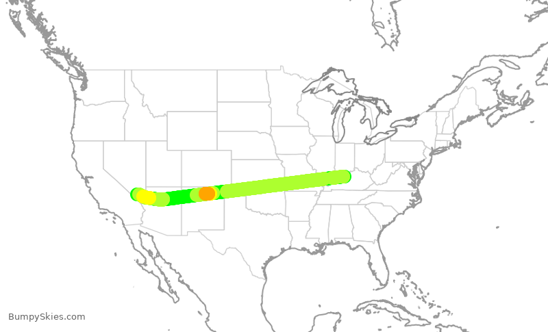 Turbulence forecast map for SWA2032, SDF to LAS