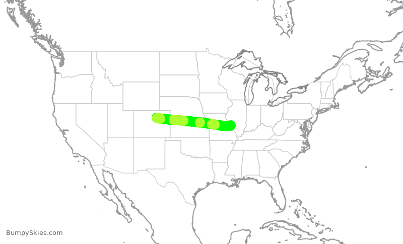 Turbulence forecast map for SWA2035, DEN to STL