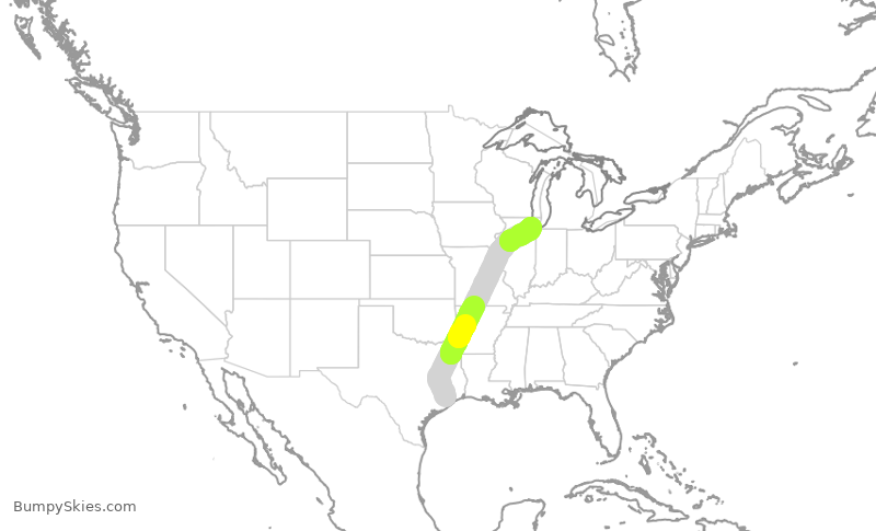 Turbulence forecast map for SWA2039, HOU to MDW