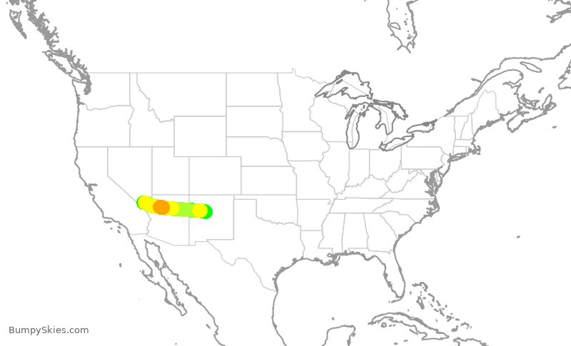 Turbulence forecast map for SWA203, ABQ to LAS