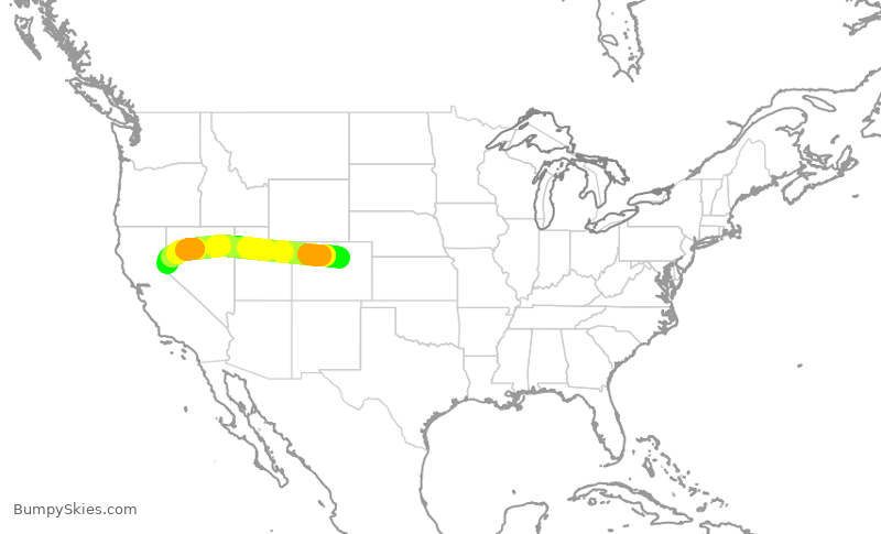 Turbulence forecast map for SWA2043, DEN to RNO