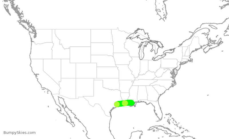 Turbulence forecast map for SWA2055, HOU to MSY