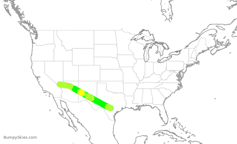 Turbulence forecast map for SWA2055, LAS to SAT