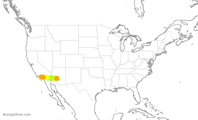 Turbulence forecast map for SWA2057, LAX to PHX