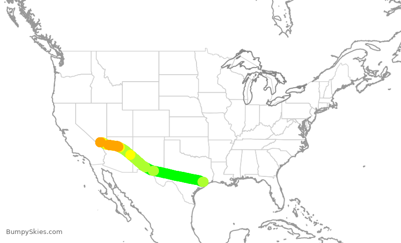 Turbulence forecast map for SWA2058, HOU to LAS