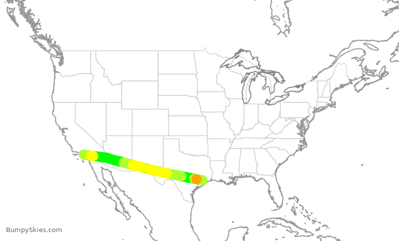 Turbulence forecast map for SWA2058, LAX to HOU