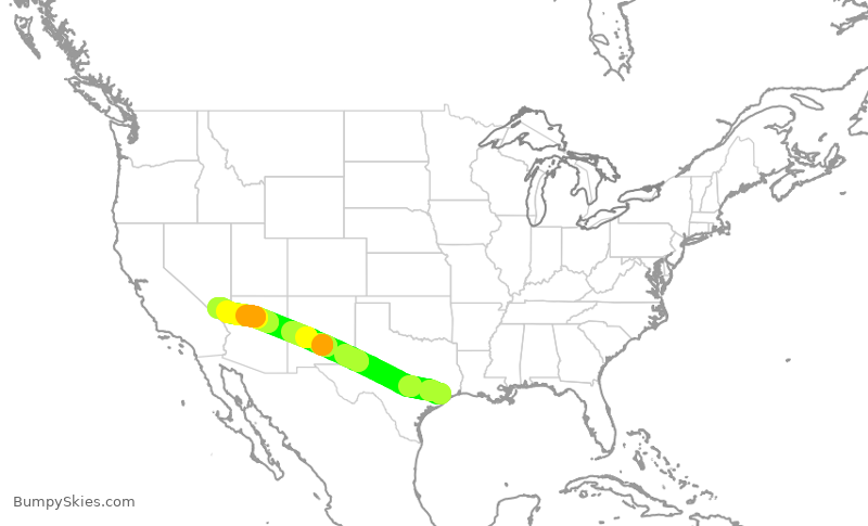 Turbulence forecast map for SWA2059, HOU to LAS