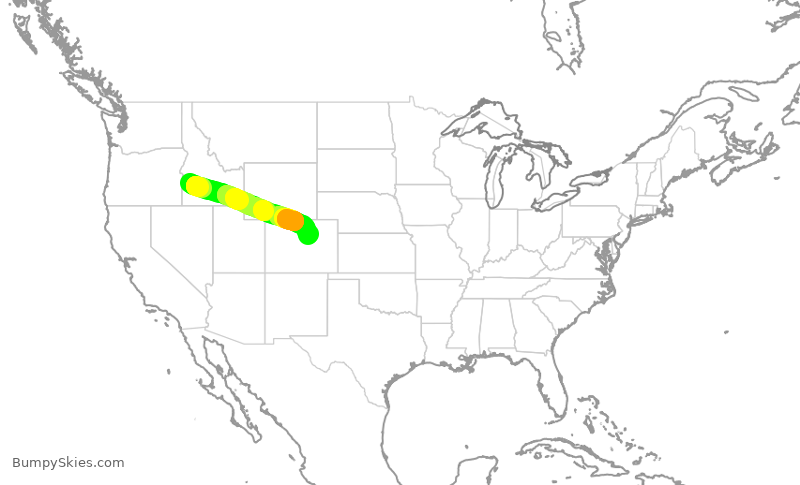 Turbulence forecast map for SWA2061, BOI to DEN