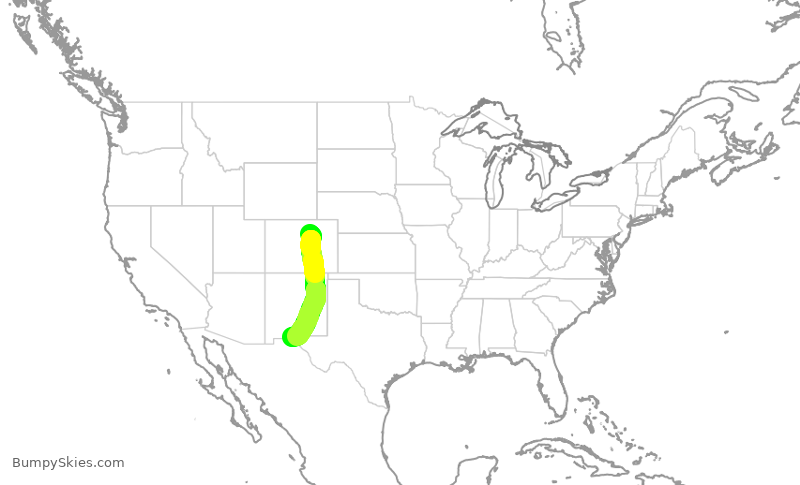 Turbulence forecast map for SWA2061, DEN to ELP