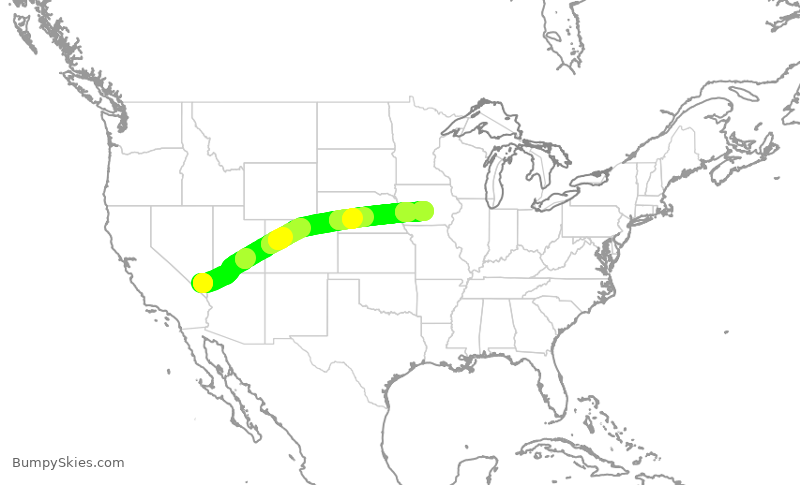 Turbulence forecast map for SWA206, LAS to DSM