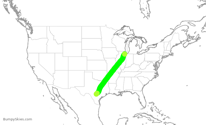 Turbulence forecast map for SWA2075, MDW to SAT