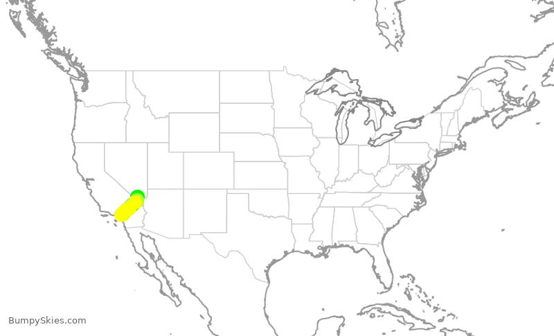 Turbulence forecast map for SWA208, LAS to ONT