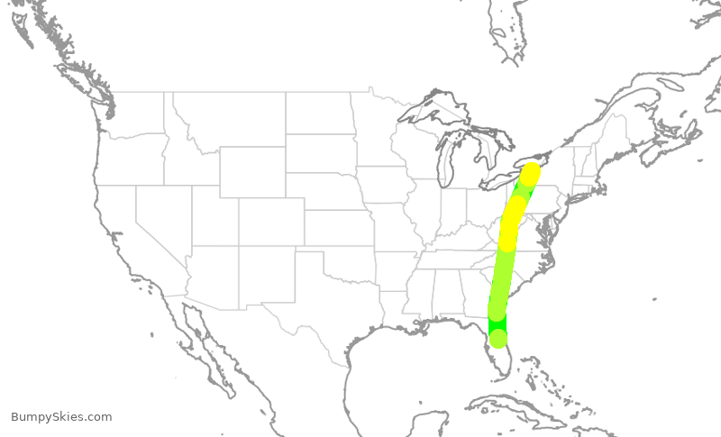 Turbulence forecast map for SWA2094, MCO to ROC