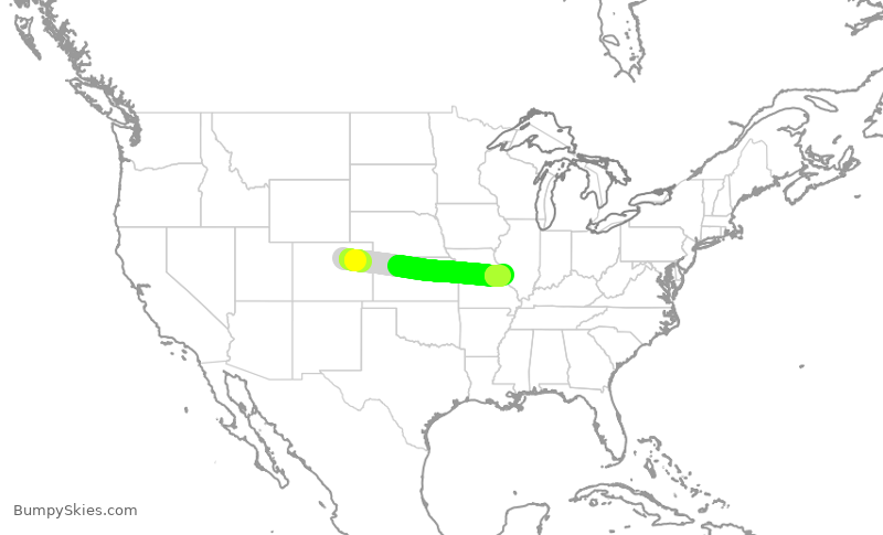 Turbulence forecast map for SWA2096, DEN to STL