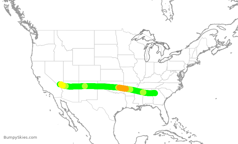 Turbulence forecast map for SWA209, ATL to LAS