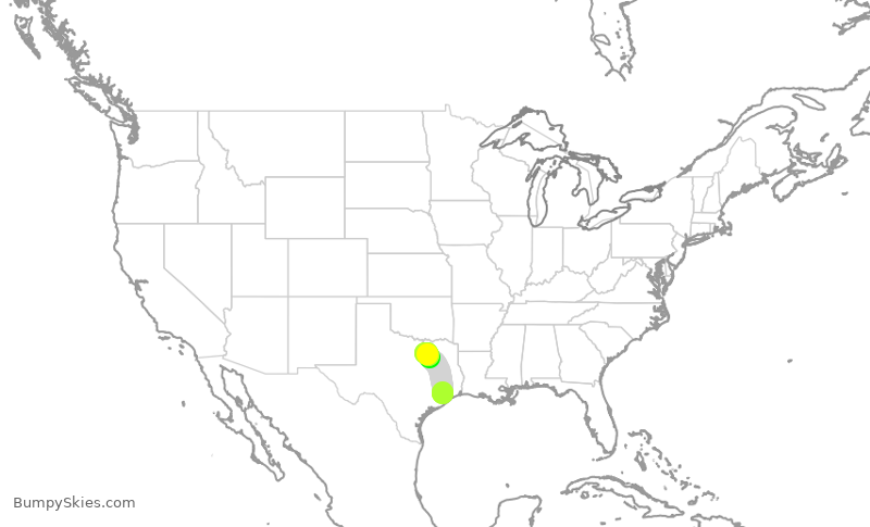 Turbulence forecast map for SWA20, HOU to DAL