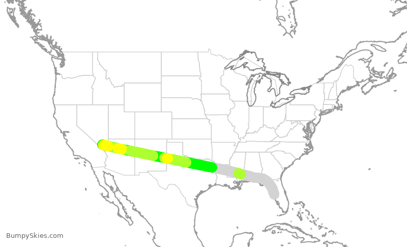 Turbulence forecast map for SWA2103, TPA to LAS