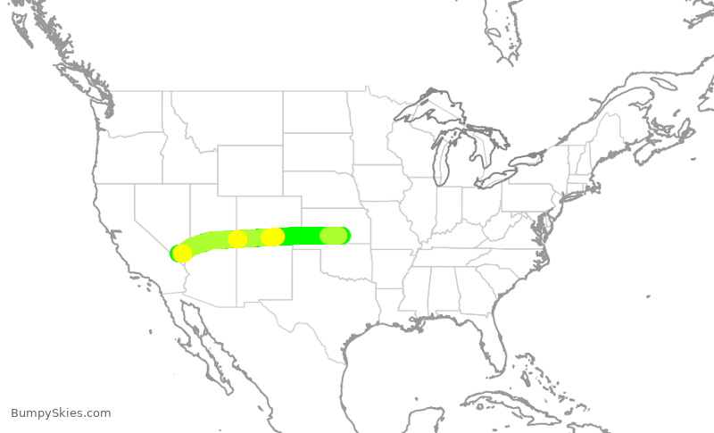 Turbulence forecast map for SWA2104, ICT to LAS