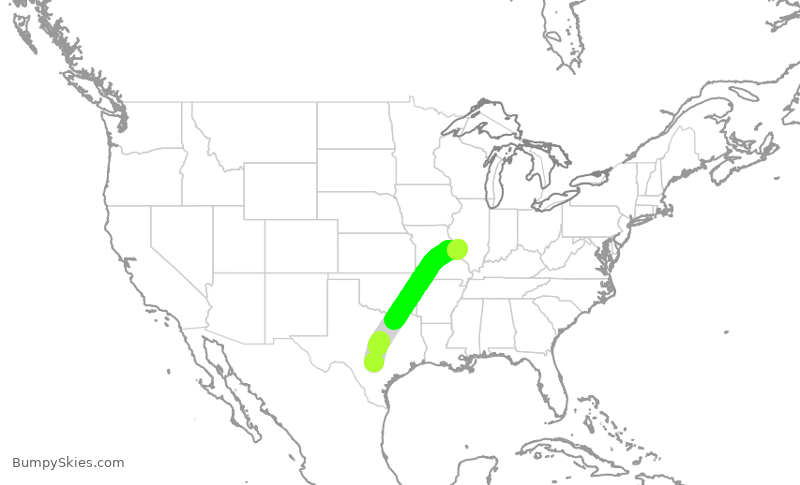 Turbulence forecast map for SWA2105, SAT to STL
