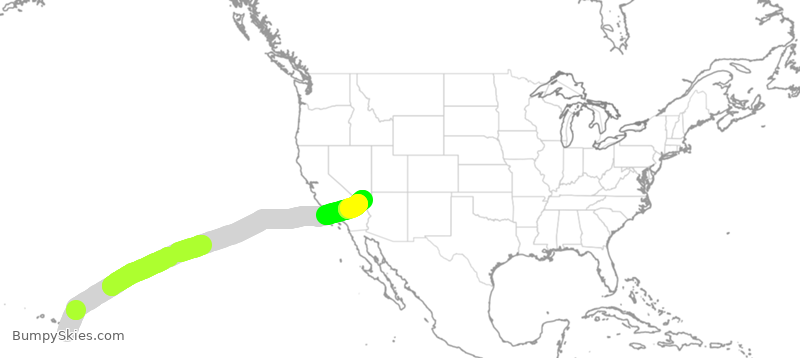 Turbulence forecast map for SWA2106, KOA to LAS
