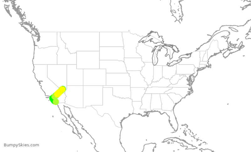 Turbulence forecast map for SWA2111, SAN to LAS