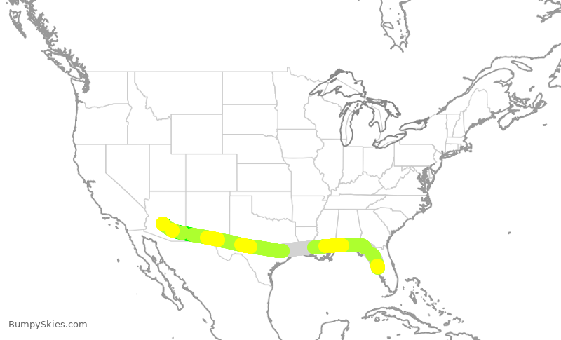 Turbulence forecast map for SWA2112, TPA to PHX