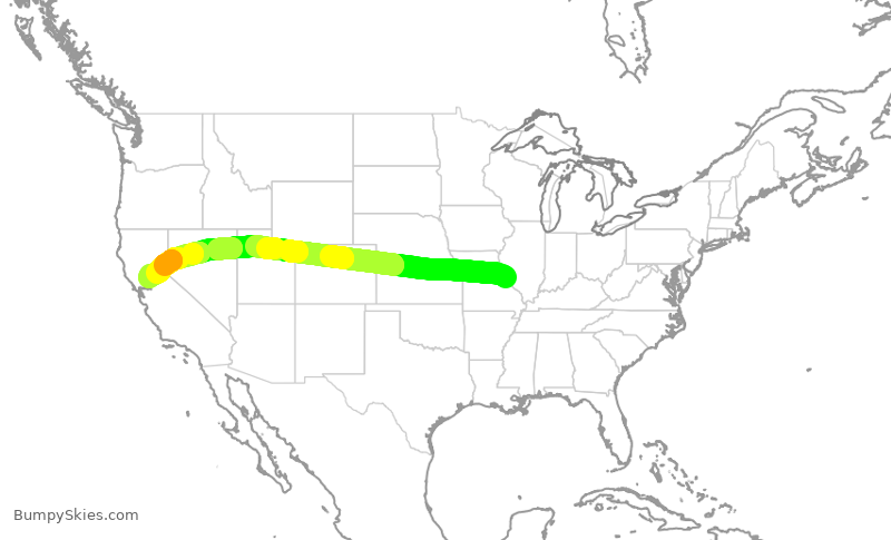 Turbulence forecast map for SWA2113, STL to SMF