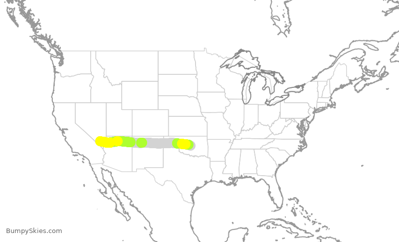 Turbulence forecast map for SWA2115, LAS to OKC