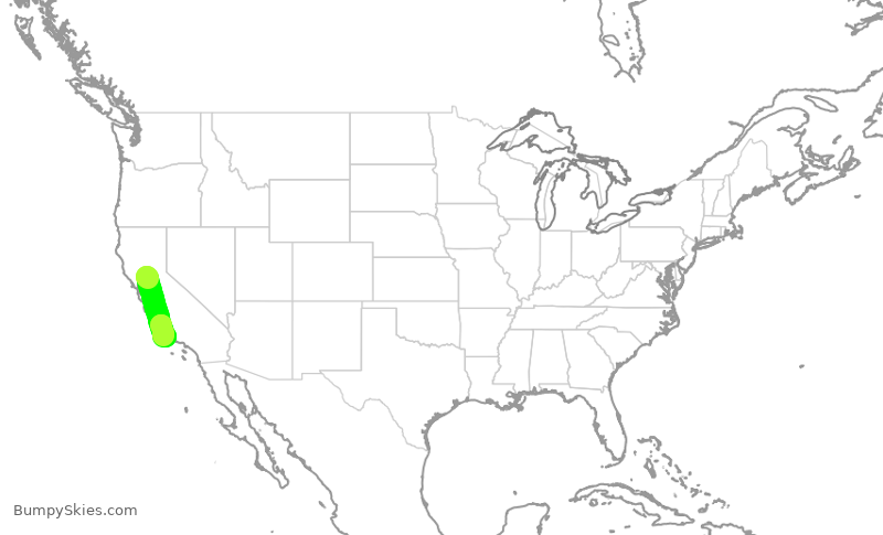 Turbulence forecast map for SWA2116, SMF to SBA