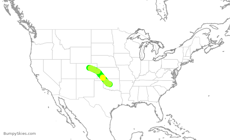 Turbulence forecast map for SWA2117, DEN to OKC