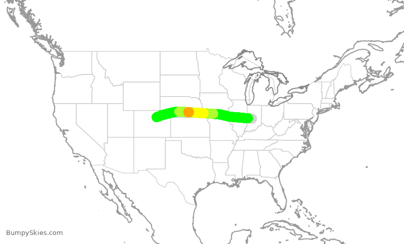 Turbulence forecast map for SWA2118, IND to DEN