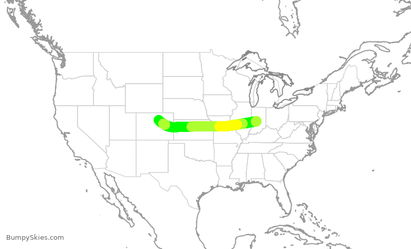 Turbulence forecast map for SWA2119, IND to DEN
