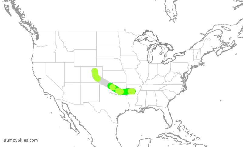 Turbulence forecast map for SWA211, DEN to LIT