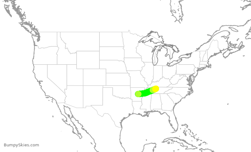 Turbulence forecast map for SWA211, LIT to BNA