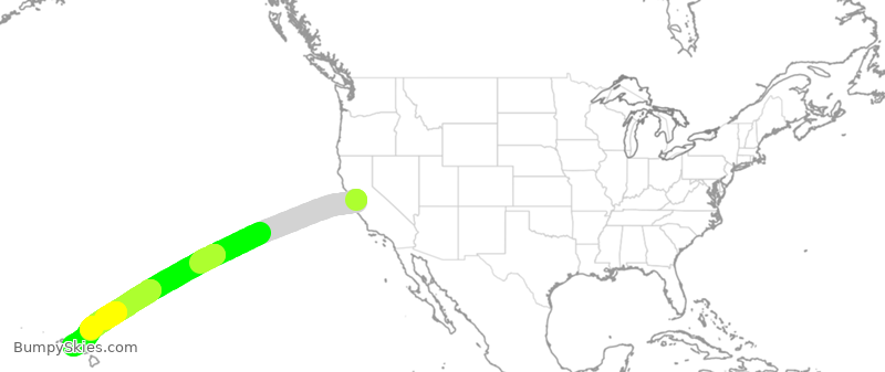 Turbulence forecast map for SWA2122, SJC to HNL