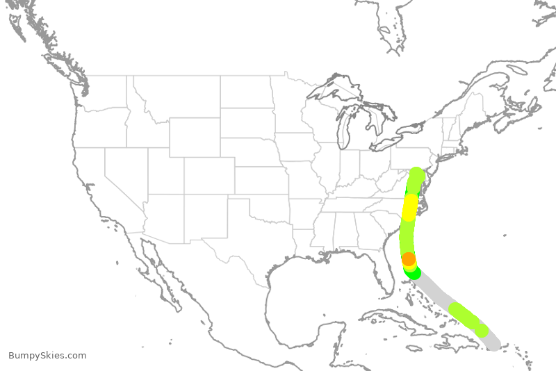 Turbulence forecast map for SWA2124, SJU to BWI
