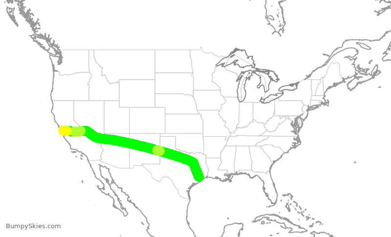 Turbulence forecast map for SWA2125, HOU to SJC