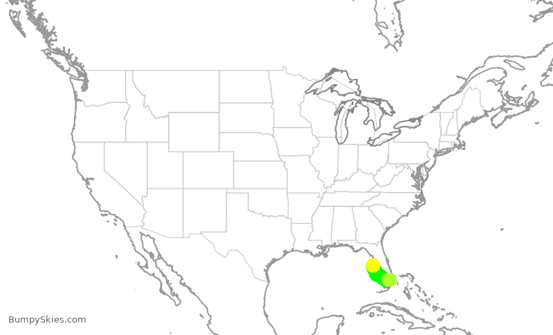 Turbulence forecast map for SWA2136, TPA to FLL
